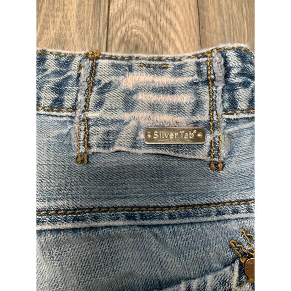 Levi Silver Tab Mens W34 L30 Slim Straight 90s Y2K Light Wash Denim Jeans - Picture 7 of 9